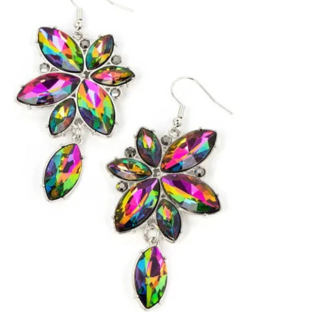 Multicolor Crystal Flower Earrings